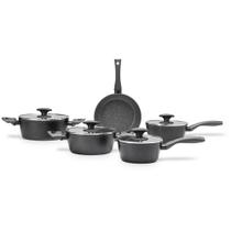 Jogo De Panelas Indução Brinox Antiaderente Ceramic Life Orion 5 peças Preto