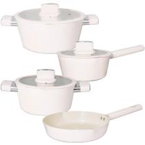 Jogo De Panelas Indução Cerâmica Chicago Branca 4 Peças