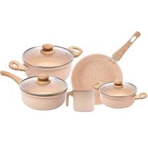 Jogo de Panelas Indução Chef 5 Peças Bege em Alumínio com Revestimento Cerâmico Lyor Jogo de Panelas Indução Chef 5 Peças Bege em Alumínio com Revestimento Cerâmico Lyor