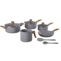 Jogo de Panelas Indução com Útensilios 7 peças Easy Gris - Brinox Jogo de Panelas Indução com Útensilios 7 peças Easy Gris - Brinox