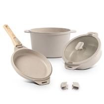 Jogo de Panelas Indução Empilháveis Loft 7 Peças Com Cabo Removível e Tampa Flat Brinox