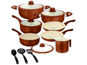 Jogo De Panelas Indução Rev. Cerâmico 10 Peças Marrom Roma Casambiente Jogo De Panelas Indução Rev. Cerâmico 10 Peças Marrom Roma Casambiente