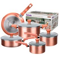 Jogo de Panelas Indução Rochedo Ceramic Rose Gold com Revestimento Antiaderente 5 peças Jogo de Panelas Indução Rochedo Ceramic Rose Gold com Revestimento Antiaderente 5 peças