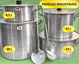 Jogo de Panelas Industrial Caldeirão Caçarola N 26 e N 34 Linha Hotel 4 Peças Alumínio Forte