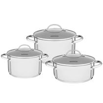 Jogo De Panelas Inox Una Tramontina 3Pc Indução Fundo Triplo