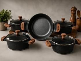 Jogo De Panelas Javali Premium com revestimento cerâmico do tamanho 16 ao 24 preto titanium black