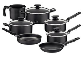 Jogo de Panelas Loreto em Alumínio com Revestimento Interno e Externo Antiaderente Starflon Max com Cabos e Alças Grafite 7 Peças - Tramontina Jogo de Panelas Loreto em Alumínio com Revestimento Interno e Externo Antiaderente Starflon Max com Cabos e Alças Grafite 7 Peças - Tramontina