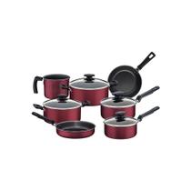 Jogo de Panelas Loreto em Alumínio com Revestimento Interno e Externo Antiaderente Starflon Max com Cabos e Alças Vermelho 7 Peças - Tramontina