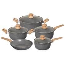 Jogo de Panelas Marble Edition 5 Peças com Revestimento Cerâmico Alumínio Dark Grey Oster