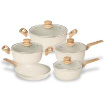 Jogo de Panelas Marble Edition com Revestimento Cerâmico Alumínio 5 Peças Creme Oster Jogo de Panelas Marble Edition com Revestimento Cerâmico Alumínio 5 Peças Creme Oster