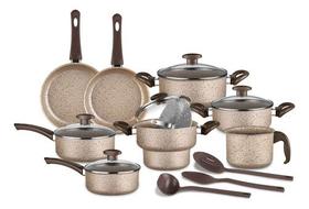 Jogo de Panelas Marpal Antiaderente 11 peças Bianco Com Cuscuzeiro - Bege