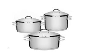 Jogo de Panelas Médias em Aço Inox com Fundo Triplo 3 Peças Solar Tramontina