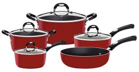 Jogo de Panelas Mônaco Induction Antiaderente Vermelho 5 Pçs Tramontina