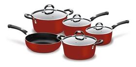 Jogo De Panelas Mônaco Tramontina 5 Peças Cor Vermelho