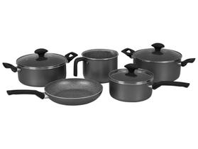 Jogo de Panelas Multiflon Antiaderente de Alumínio Grafite Indução 5 Peças Petra+