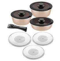 Jogo de Panelas Multiuso Tramontina Itria em Alumínio com Revestimento Cerâmico e Cabo Removível Azul 10 Peças