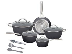 Jogo de Panelas Neuhaus Revestimento Cerâmico de Alumínio Forjado Preto Fundo Triplo 8 Peças Ceramic Prime Jogo de Panelas Neuhaus Revestimento Cerâmico de Alumínio Forjado Preto Fundo Triplo 8 Peças Ceramic Prime