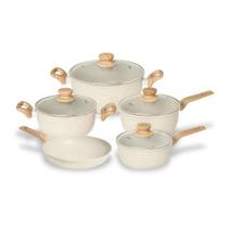 Jogo de Panelas Oster 5 Peças Marble Edition Antiaderente Cream