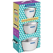 Jogo de Panelas para Fogão de Indução Aço Inox 3 Peças Jogo de Panelas para Fogão de Indução Aço Inox 3 Peças