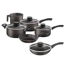 Jogo de Panelas Paris Tramontina em Alumínio Antiaderente com Tampa de Vidro Kit com 6 peças cor Grafite