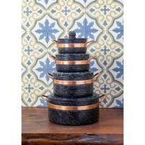 Jogo De Panelas Pedra Sabão 04 Peças - 500Ml +1L +1,5L +3L