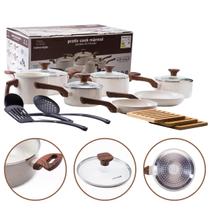 Jogo de Panelas Premium 13 Peças Vanilla Revestimento Cerâmico Indução Antiaderente Mimo Style