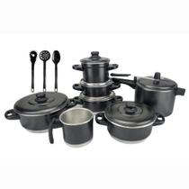 Jogo De Panelas Preto Panela De Pressão 4.5 L Kit Talher