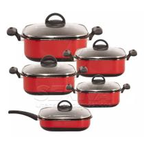 Jogo De Panelas Quadrada 5 Peças Cerâmica Indução Cooktop