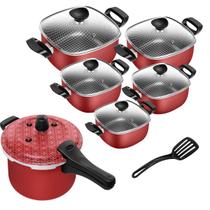 Jogo De Panelas Quadradas + Panela de Pressão Fecho Externo Antiaderente 6 Peças Patolux Jogo De Panelas Quadradas + Panela de Pressão Fecho Externo Antiaderente 6 Peças Patolux