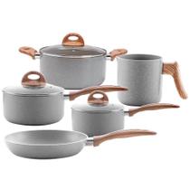 Jogo de Panelas Revestimento Antiaderente Cerâmica 5 Peças Brinox Ceramic Life Gris Cinza