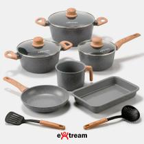 Jogo de Panelas Revestimento Ceramica Indução 8 peças Extream Kyoto Marmol Light Jogo de Panelas Revestimento Ceramica Indução 8 peças Extream Kyoto Marmol Light