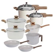 Jogo de Panelas Revestimento Cerâmico 8 peças com Panelas de Pressão MImo Style