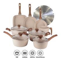 Jogo de Panelas Revestimento Cerâmico Antiaderente 8 Peças Cozilux Linen Ceramic