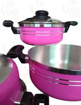 Jogo De Panelas Rosa C Tampa De Vidro Sublime Luxxo Rosa 5Pç - Grenada Jogo De Panelas Rosa C Tampa De Vidro Sublime Luxxo Rosa 5Pç - Grenada
