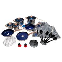 Jogo de Panelas Royal Z Cookware Set Antiaderente Azul - 23 Peças - Kit de Panelas Versátil e Multifuncional para Casa! - Prime Home Decor