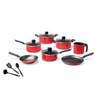 Jogo de Panelas Salt Vermelho Antiaderente Pro Flon 10 Peças - Brinox 7001/434