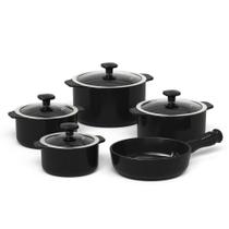 Jogo de Panelas Slim Cerâmica 5 Peças Tampa de Vidro Preto Ceraflame Jogo de Panelas Slim Cerâmica 5 Peças Tampa de Vidro Preto Ceraflame