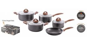 Jogo de Panelas Smart Plus C/ Indução 5 Peças Granito Brinox Jogo de Panelas Smart Plus C/ Indução 5 Peças Granito Brinox