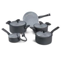 Jogo de Panelas Soft Touch Hercules Antiaderente 5 Peças Cinza PA300-5PCZ - Mundial Jogo de Panelas Soft Touch Hercules Antiaderente 5 Peças Cinza PA300-5PCZ - Mundial