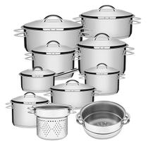 Jogo de Panelas Solar 10 Peças em Aço Inox Fundo Triplo Tramontina Jogo de Panelas Solar 10 Peças em Aço Inox Fundo Triplo Tramontina