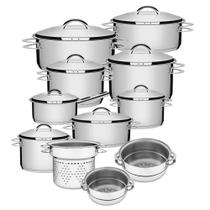 Jogo de Panelas Solar 11 Peças em Aço Inox Fundo Triplo Tramontina Jogo de Panelas Solar 11 Peças em Aço Inox Fundo Triplo Tramontina