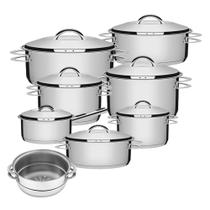 Jogo de Panelas Solar 8 Peças em Aço Inox Fundo Triplo Tramontina Jogo de Panelas Solar 8 Peças em Aço Inox Fundo Triplo Tramontina