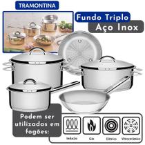 Jogo de Panelas Solar Aço Inox Fundo Triplo 5 Pçs Tramontina