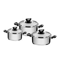 Jogo de Panelas Solar Baquelite Inox 3 Peças Tramontina Jogo de Panelas Solar Baquelite Inox 3 Peças Tramontina