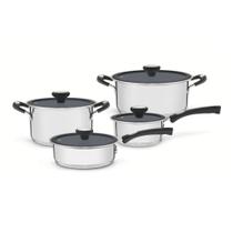 Jogo de Panelas Solar Ceramic em Aço Inox Fundo Triplo 4 Peças 65120/026 - Tramontina Jogo de Panelas Solar Ceramic em Aço Inox Fundo Triplo 4 Peças 65120/026 - Tramontina