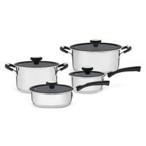 Jogo De Panelas Solar Ceramica 4 Peças Antiaderente Aço Inox Fundo Triplo Tramontina