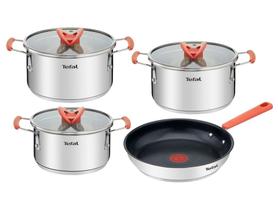 Jogo De Panelas Tefal Optispace 4 Peças Inox E Fundo Triplo Inox Jogo De Panelas Tefal Optispace 4 Peças Inox E Fundo Triplo Inox