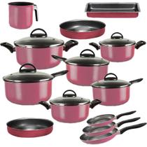 Jogo de Panelas Teflon 13 Peças Tampa de Vidro - Cores