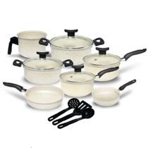 Jogo de Panelas Teflon Atenas 10 Pçs Antiaderente Tampa de Vidro Jogo de Panelas Teflon Atenas 10 Pçs Antiaderente Tampa de Vidro