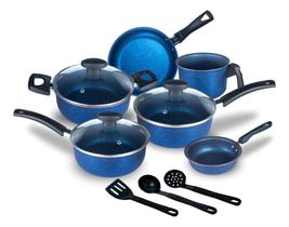 Jogo de Panelas Teflon Atenas 10 Pçs Antiaderente Tampa de Vidro